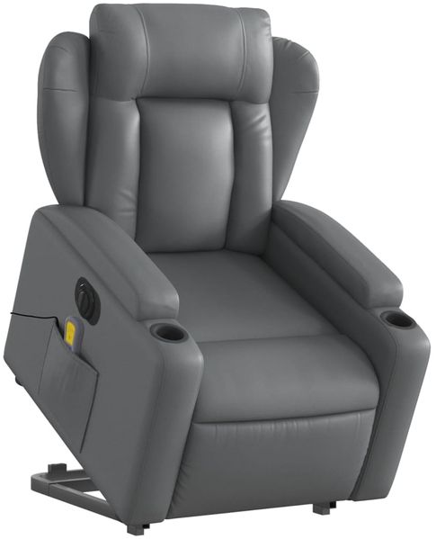 vidaXL Massagesessel mit Aufstehhilfe Elektrisch Grau Kunstleder 3204568 Bild 3