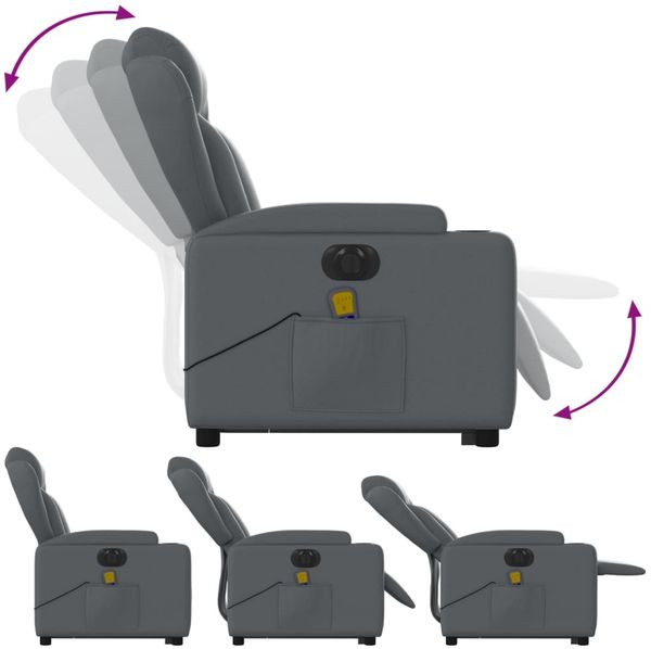 vidaXL Massagesessel mit Aufstehhilfe Elektrisch Grau Kunstleder 3204568 Bild 7