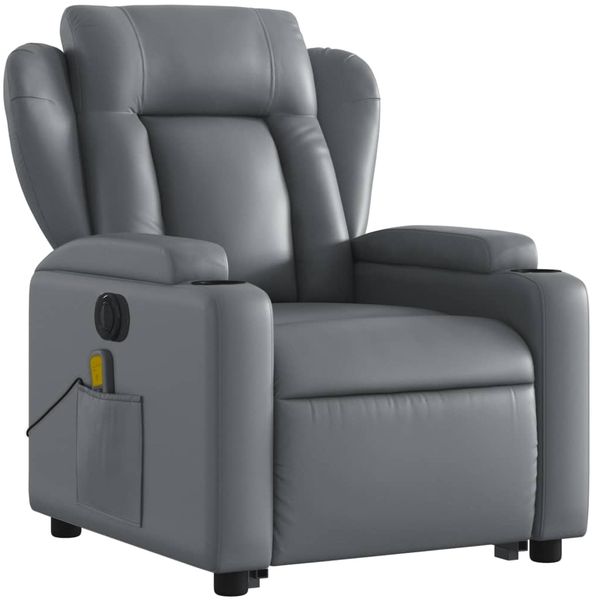vidaXL Massagesessel mit Aufstehhilfe Elektrisch Grau Kunstleder 3204568 Bild 4