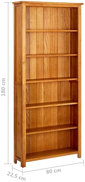 vidaXL Bücherregal 6 Fächer 80x22,5x180 cm Massivholz Eiche 244470 Bild 6