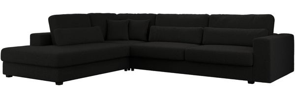 Freistehendes Ecksofa mit lose Kissen, L-form - SAVONA - links - Schwarz Boucle Bild 4