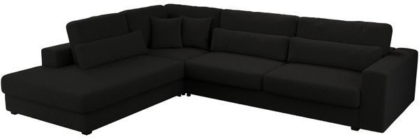 Freistehendes Ecksofa mit lose Kissen, L-form - SAVONA - links - Schwarz Boucle Bild 6