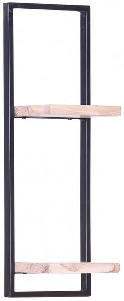 Wandregal PORTO Akazie massiv/ Metall schwarz, ca. 25 x 75 x 20 cm