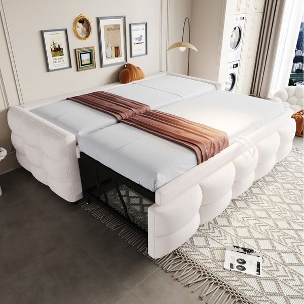 STILVORA Schlafsofa mit Ausziehbett,90/180×190 Daybett Tagesbett mit Lattenrost,Samt, Polsterbett Ausziehbar 90/180x190 cm, Teddy-Samt Schlafsofa mit Lattenrost, Platzsparend, Multifunktional für Wohnzimmer & Gästezimmer, mit Relaxfunktion