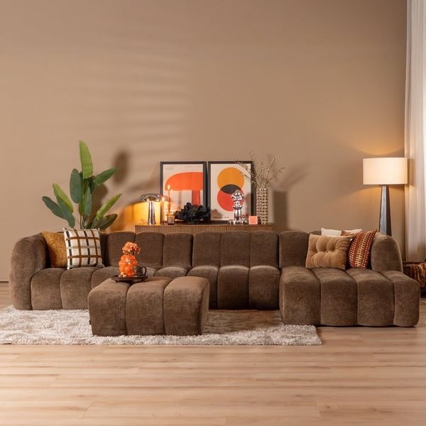 Bronx71 Ecksofa Luca XL Chenille mocha rechts