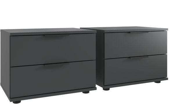 Schlafzimmer-Set >Tilburg< (5tlg.) Bett 188x92x210cm, Schrank, 2 Nachtkommoden, Sideboard, Grafit Bild 5
