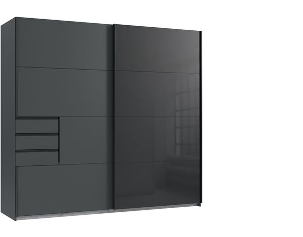 Schlafzimmer-Set >Tilburg< (5tlg.) Bett 188x92x210cm, Schrank, 2 Nachtkommoden, Sideboard, Grafit Bild 3
