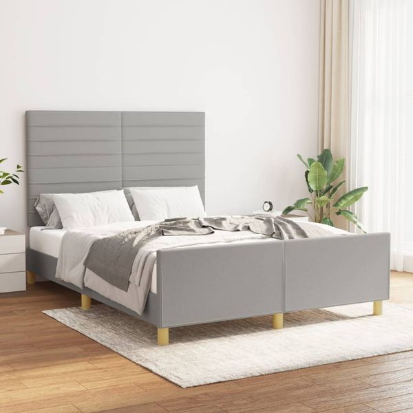 Doppelbett, Polsterbett mit Kopfteil Stoff Hellgrau 140x190 cm