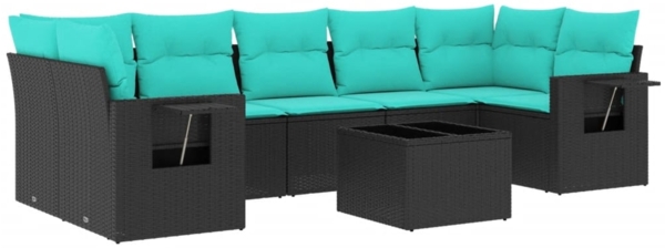 vidaXL 8-teiliges Gartensofa-Set mit Kissen, schwarzes Polyrattan 3219936