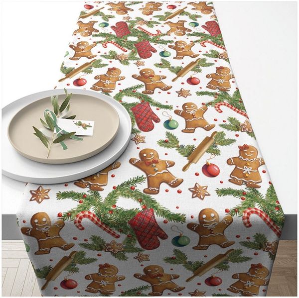 Ambiente® Tischläufer Gingerbread cookies (1-tlg, 1-teilig), Tischläufer Tischdecke ca. 40x150cm Baumwolle