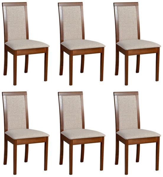 MOEBLO Stuhl TORMO 4 (Esszimmerstuhl Polsterstühle, Holzstühle, Esszimmerstühle Nuss + Beige (Neve 13) Massivholz, 6 St), (BxHxT): 46 x 97 x 41 cm