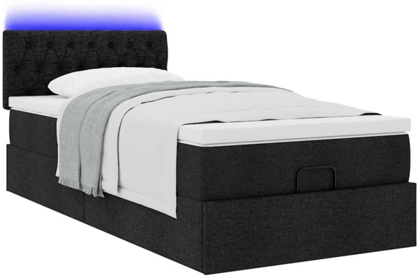 vidaXL Ottomane Bett mit Matratze & LEDs Schwarz 80x200 cm Stoff 3312348 Bild 5