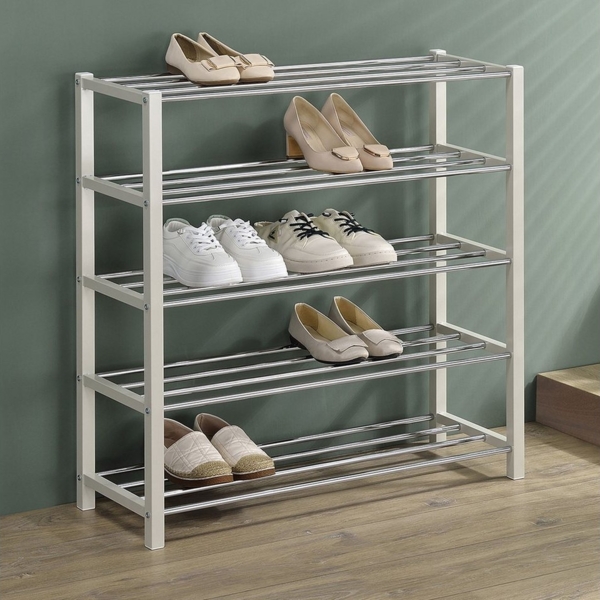 IDIMEX Schuhregal DUBLIN, Schuhständer mit 5 Ablagen, 80cm breit Schuhaufbewahrung Metall beige