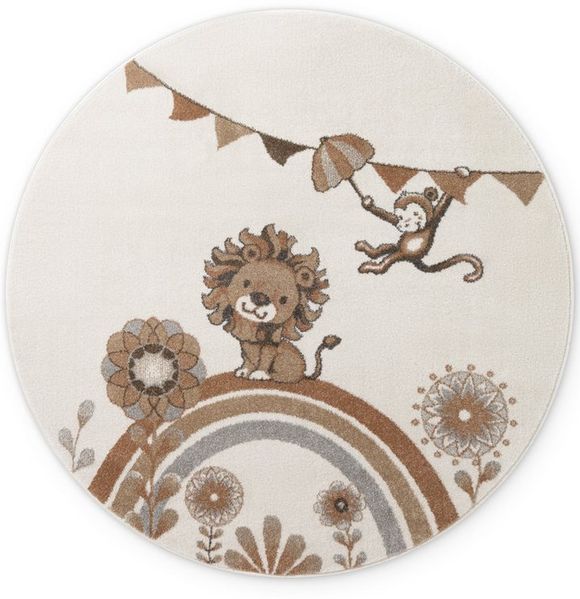 Villeroy & Boch Kinderteppich Roar like a Lion Teppich, rund, Höhe: 9 mm, Spielteppich weich, Kinderzimmer, Boho Kids Spielunterlage, Tieremotiv