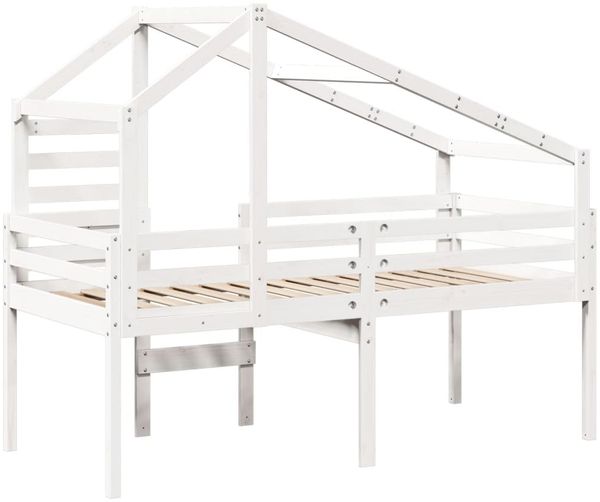 vidaXL Hochbett mit Dach Weiß 80x200 cm Massivholz Kiefer 3281975 Bild 6