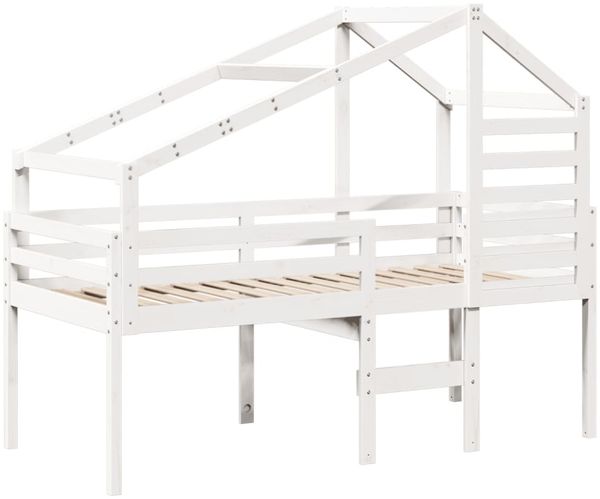 vidaXL Hochbett mit Dach Weiß 80x200 cm Massivholz Kiefer 3281975 Bild 3