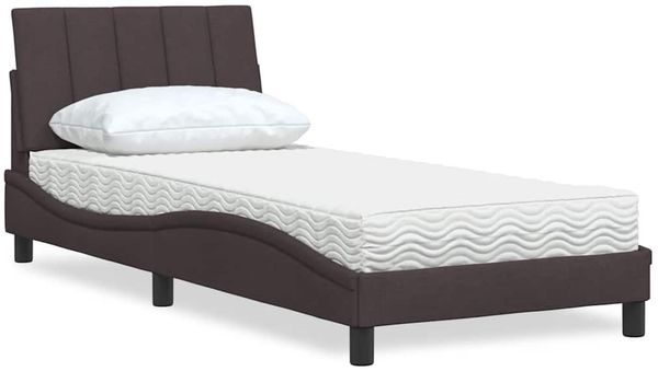 vidaXL Bett mit Matratze "Hanko" Dunkelbraun 90x200 cm Stoff 3310506