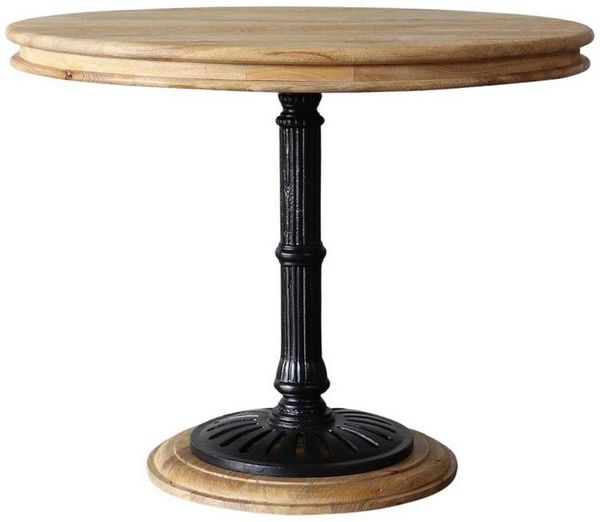 baario Esstisch Esstisch NEUILLY rund antik, massiv Säule Eisen Vintage Design