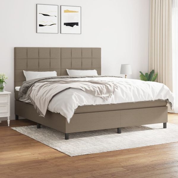 vidaXL Boxspringbett mit Matratze Taupe 160x200 cm Stoff 3141789