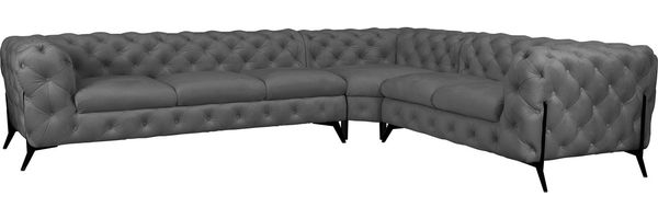Leonique Chesterfield-Sofa Amaury L-Form, großes Ecksofa, Chesterfield-Optik, Breite 323 cm, Fußfarbe wählbar