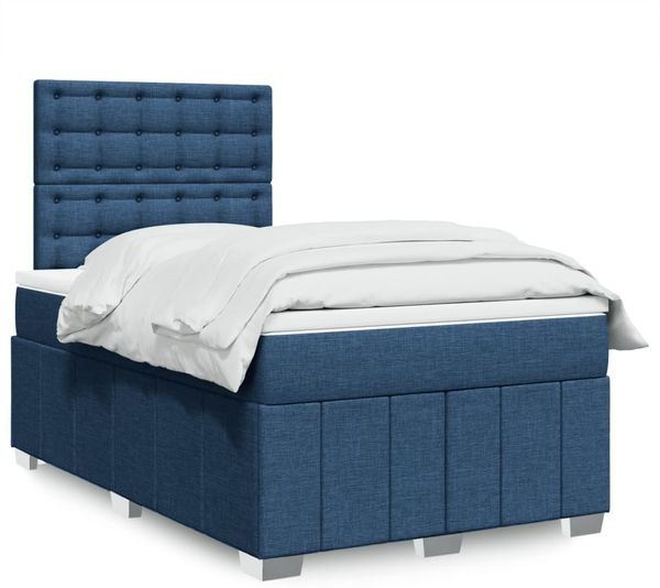 vidaXL Boxspringbett mit Matratze Blau 120x200 cm Stoff 3293955