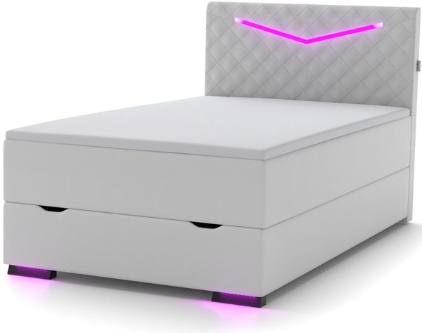 wonello Boxspringbett Dacota, Gamingbett mit LED-Beleuchtung, Bettkasten, USB-Anschluss und Topper