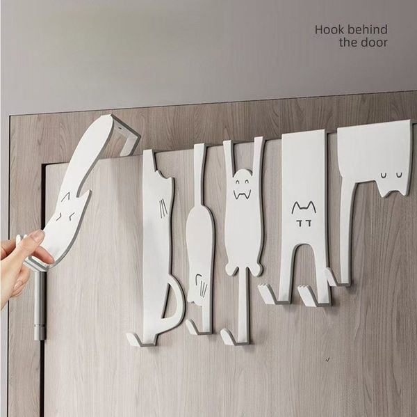 Jumpeak Türhaken Cat Pattern Silent Hook, Hinter der Tür Haken Regal, kein Loch Stanzen, Kann nach Belieben bewegt werden,Geeignet für Türbreiten von 3,5-4,6cm