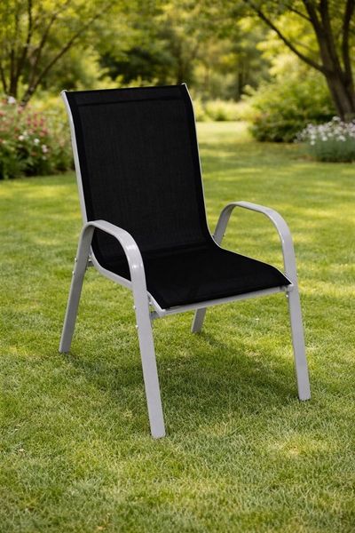 DEGAMO Gartensessel PALAMOS (4-St, 4x Sessel), Stahlgestell silbergrau pulverbeschichtet, stapelbar, 4 Stück