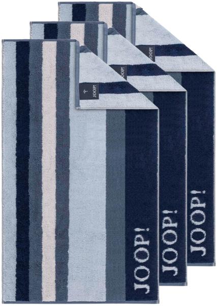 JOOP! Gästetuch, 3er Pack - Vibe, 30x50 cm, Walkfrottier, Baumwolle, Streifen Blau