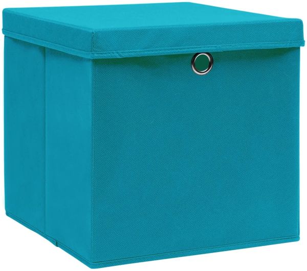Aufbewahrungsboxen, faltbarer Korb mit Deckeln 4 Stk. Babyblau 32x32x32cm Stoff