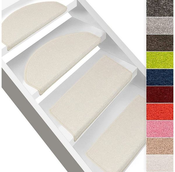 Karat Stufenmatte Fallon, Treppenschutz in 9 Farben, 2 Varianten, Stufenschoner, Halbrund, Höhe: 8.5 mm, Velours-Oberfläche