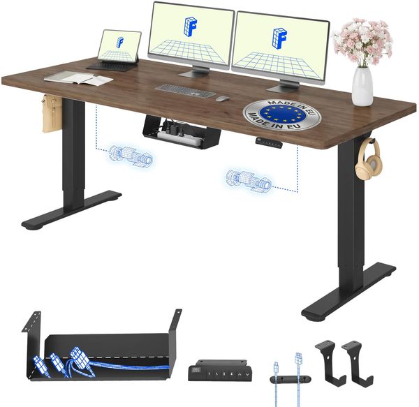 FLEXISPOT Höhenverstellbarer Schreibtisch mit 2 Motoren & 25MM EINTEILIGER Tischplatte 180x80 cm, Ergonomischer Bürotisch Elektrisch mit Kabelmanagement, Memory Funktion & Höhenanzeige