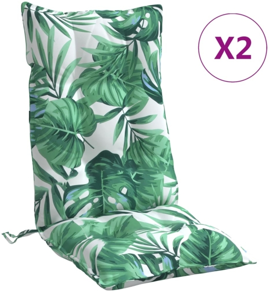 vidaXL Hochlehner-Auflagen 2 Stk. Blattmuster Oxford-Gewebe 377638
