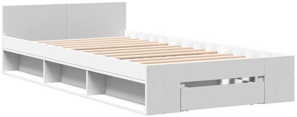 vidaXL Bettgestell mit Schublade Weiß 90x190 cm Holzwerkstoff 3280783 Bild 2