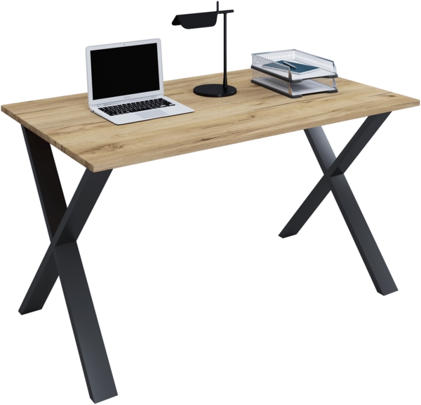 VCM Schreibtisch Lona 919605 Schwarz / Honig-Eiche H. 76 x B. 80 x T. 50 cm