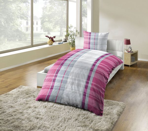 KiNZLER Bettwäsche Bettwäsche Polycotton Flanell Bettwäsche, Polycotton, 2 teilig, besonders weich, verschiedene Karo Muster