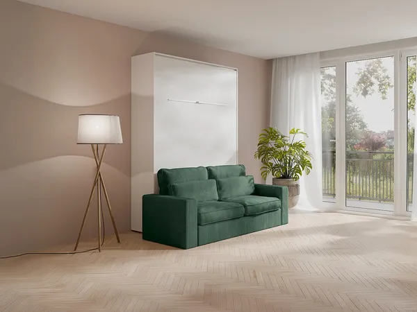 Vente-unique - RAPILI Bett Holz, Platte Weiß - B 133 cm239,2 cm x H 225,2 cm x L 200 cm