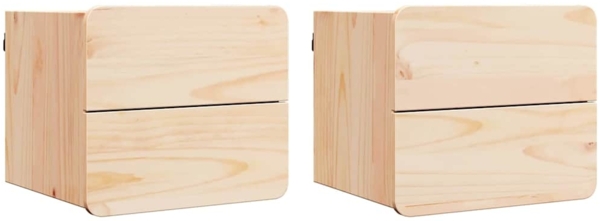 vidaXL Nachttisch 2 pcs Natur 39 x 34 x 33 cm Massivholz Kiefer 873506