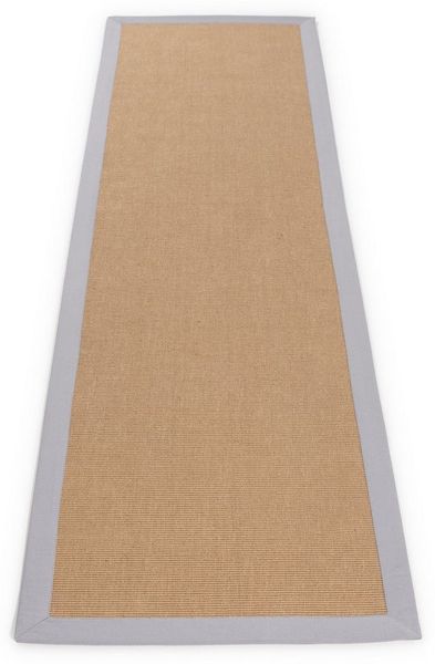 carpetfine Läufer Sisal, rechteckig, Höhe: 5 mm, mit farbiger Bordüre, Anti Rutsch Rückseite