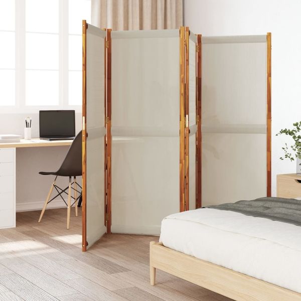 vidaXL 4-tlg. Paravent Hellgrau 280x180 cm 4003356