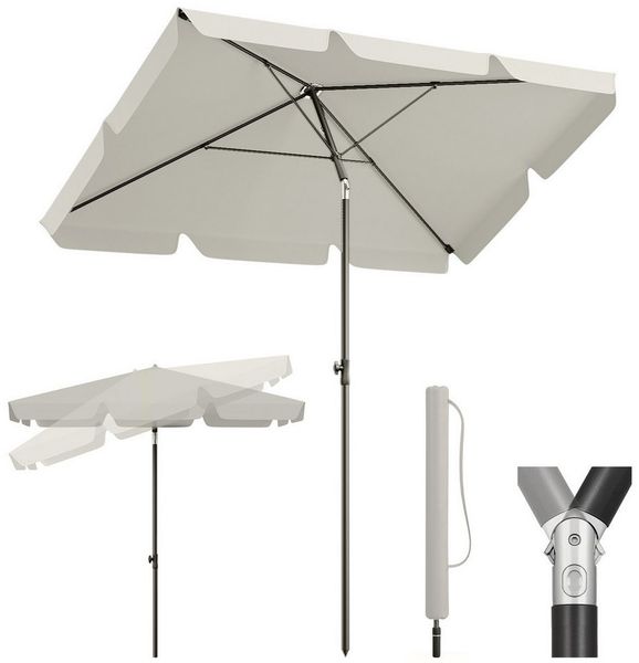 Sekey Rechteckschirm, neigbar, UV50+ Sonnenschutz, Polyester graubeige, 200 x 125 cm