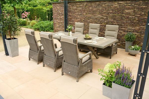 Siena Garden Garten-Essgruppe »Corido Move« mit Sincro Ausziehtisch, (Set, 13-tlg, inkl. Kissen und Move-Funktion), 6x Sessel, AZ-Tisch: 100x 200-260x 77 cm