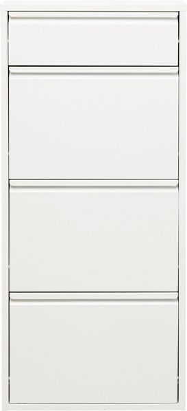 Kare Design Schuhschrank Caruso 3+1, Weiß, 119 x 50 x 15 cm, Schuhkipper, Stahl, mit Platz für 6 Paar Schuhe, Flur
