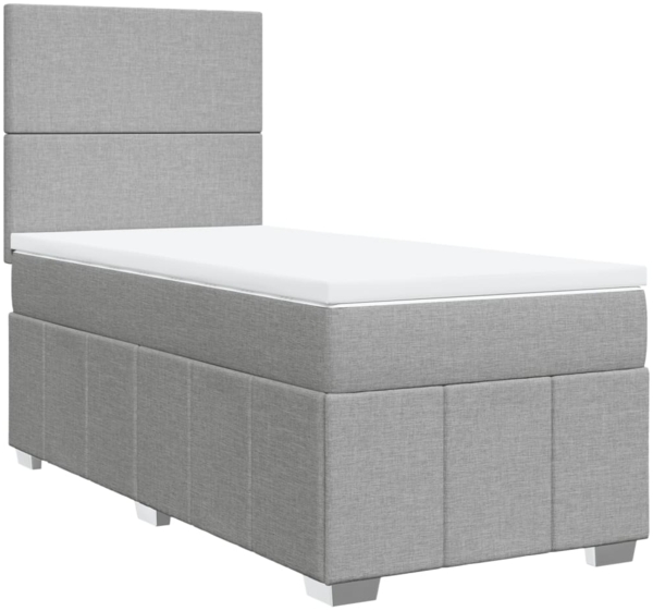 vidaXL Boxspringbett mit Matratze Hellgrau 90x190 cm Stoff 3291516