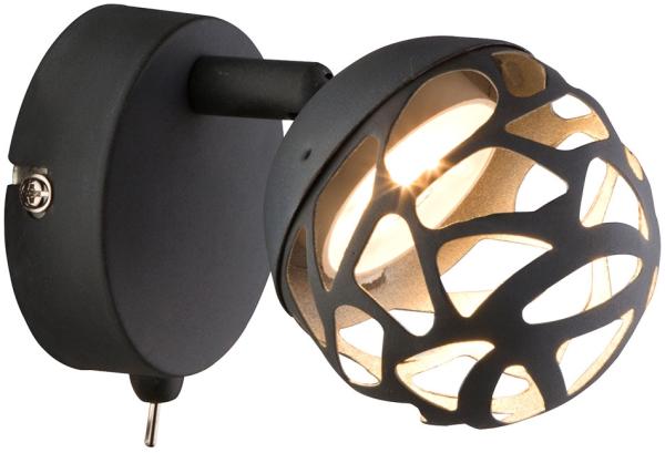 LED Wandlampe, Spot mit Dekorstanzungen, grau H 12 cm