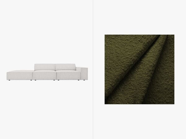 Micadoni Sofa Jodie 3-Sitzer Links Boucle Baloo Dunkel-Olivgrün