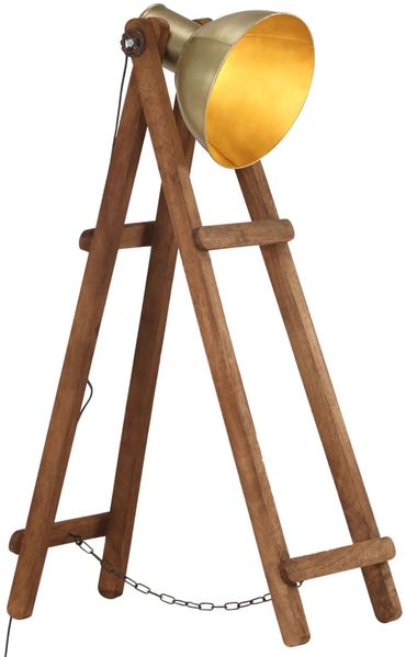 vidaXL Stehlampe Messing E27 Mango Massivholz 320588