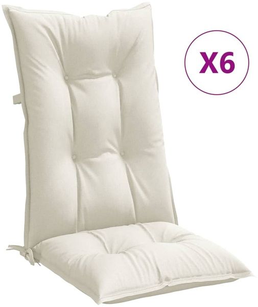 vidaXL Hochlehner-Auflagen 6 Stk. Melange Creme 120x50x7 cm Stoff 4002354