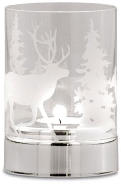Hermann Bauer jun. Teelichthalter Tannenbaum/Rentier, klares Glas versilbert