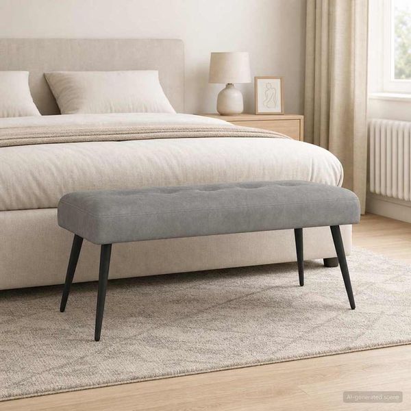 vidaXL Bank mit Knopfheftung Hellgrau 110 x 40 x 46 cm Samt 42038529